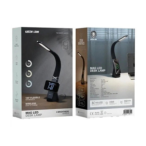 چراغ مطالعه و شارژر وایرلس گرین لاین مدل GREEN LION MAG LED GL-DL3 GNMAGLEDLM